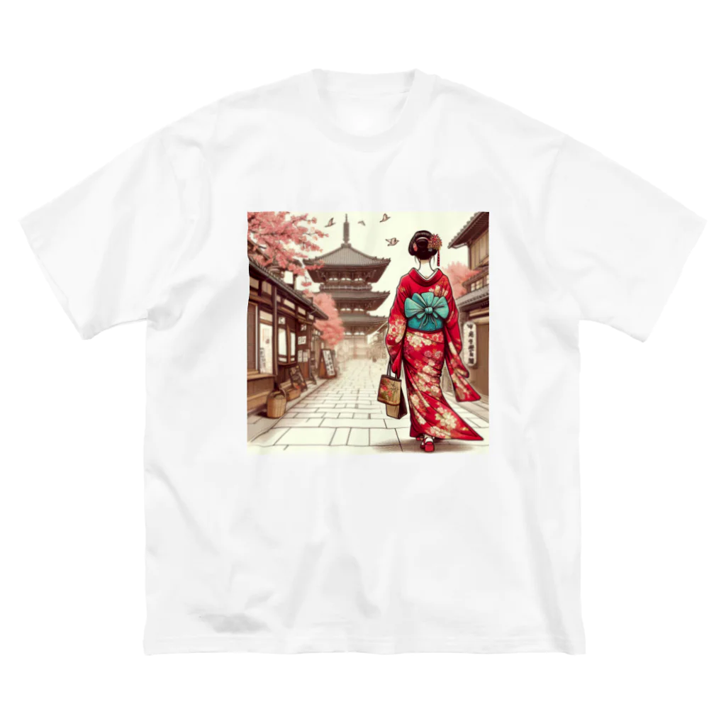 yuchijapanの京都を歩く着物美人イラスト Big T-Shirt