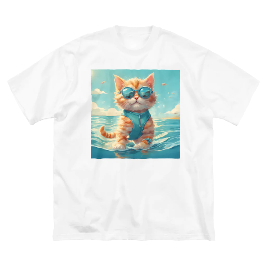 Ojisanlifeの海の子猫 ビッグシルエットTシャツ