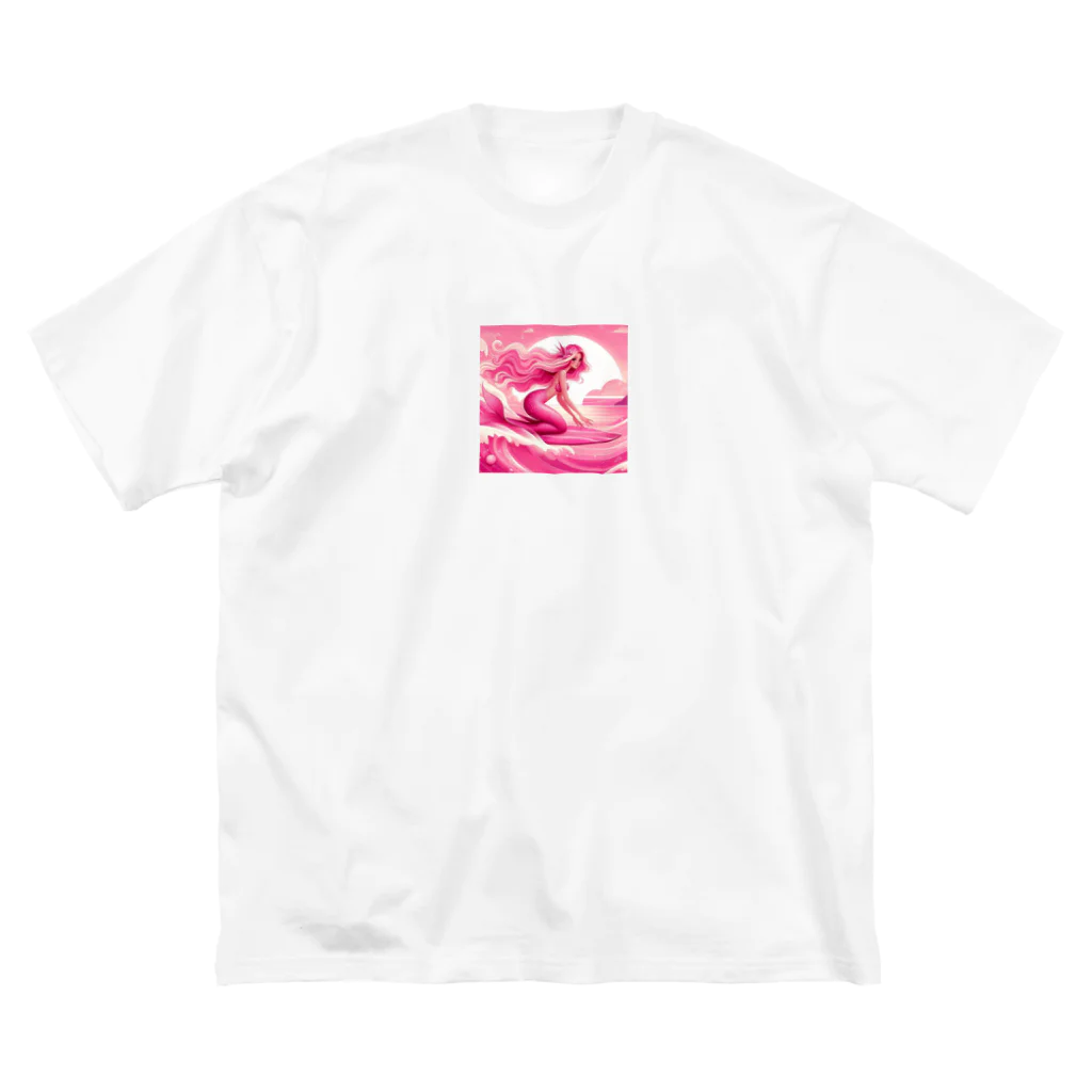 pinkgalmermaidのピンク　マーメイド　サーフィン ビッグシルエットTシャツ