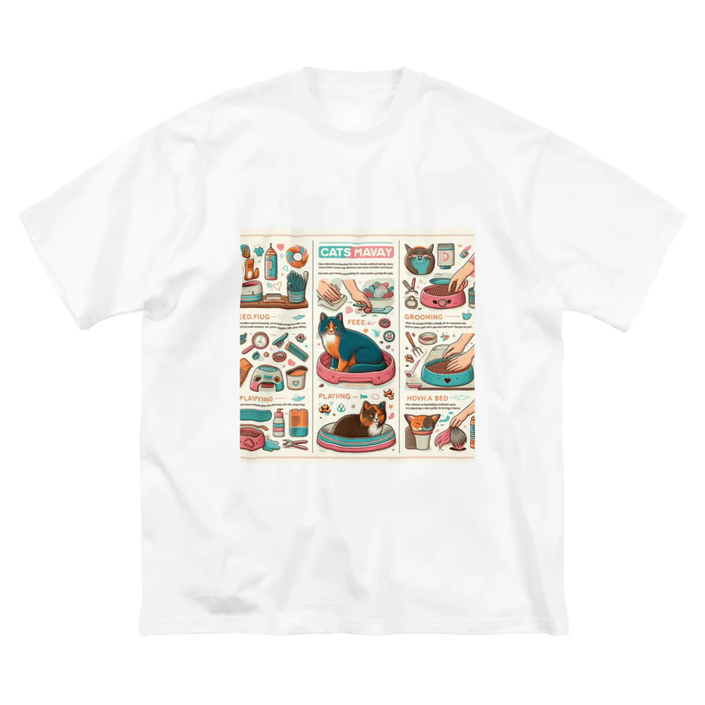 どさんこびより日和の猫マニュアル ビッグシルエットTシャツ