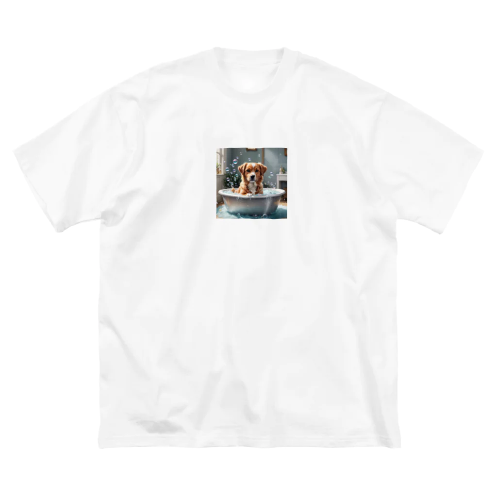 tk_rinbokuの犬の水浴び ビッグシルエットTシャツ