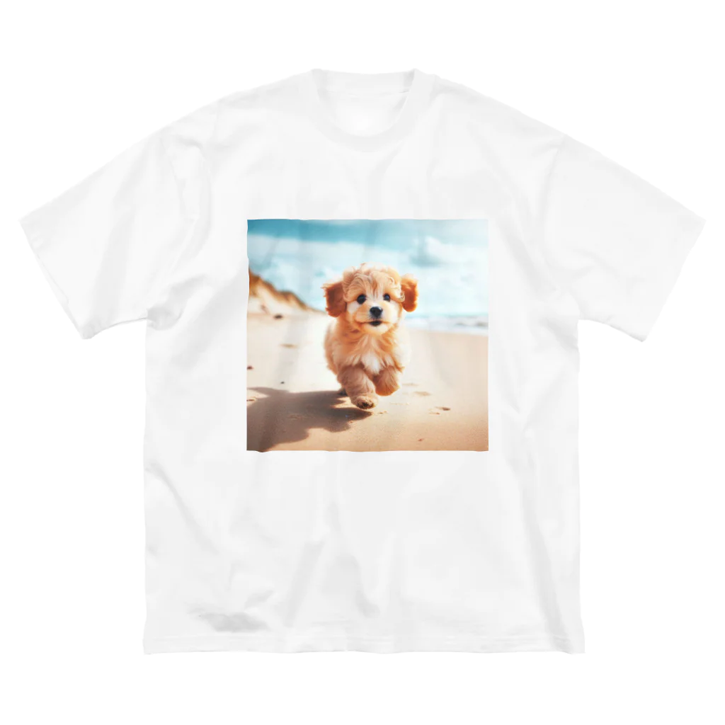 華の可愛らしい子犬 ビッグシルエットTシャツ