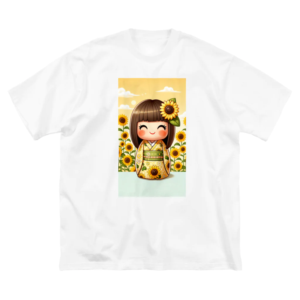 ぷぷオレンジの向日葵こけしちゃん ビッグシルエットTシャツ