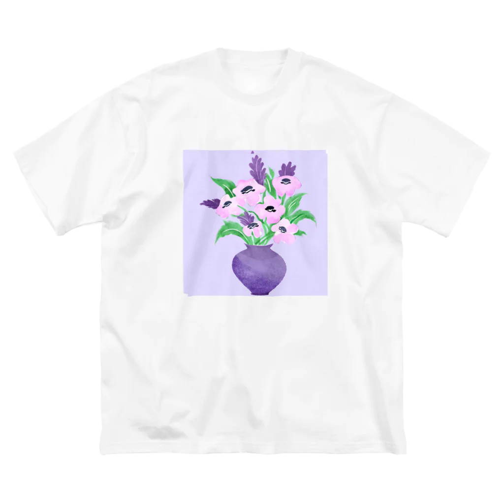 くまのお花屋さんの韓国っぽい絵 ビッグシルエットTシャツ