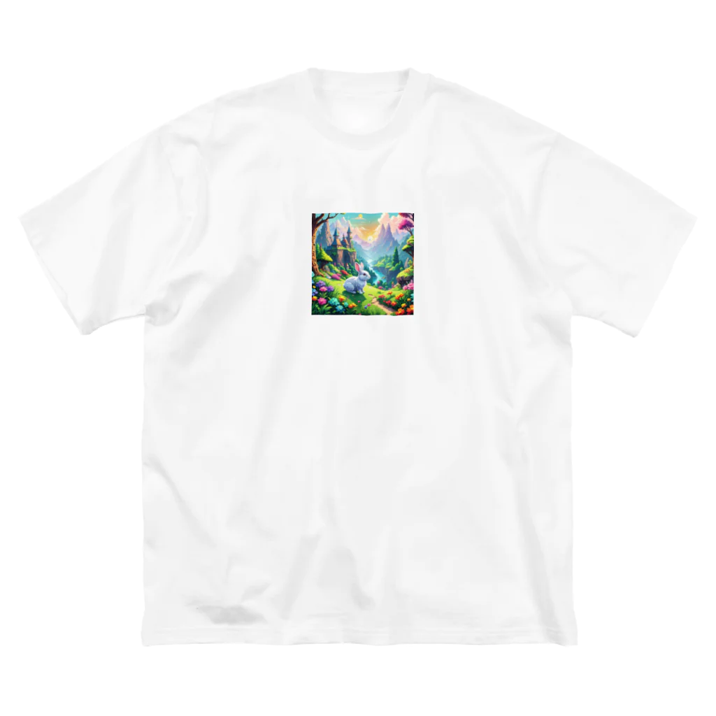 キラキラとどうぶつの魔法の国の白ウサギ Big T-Shirt