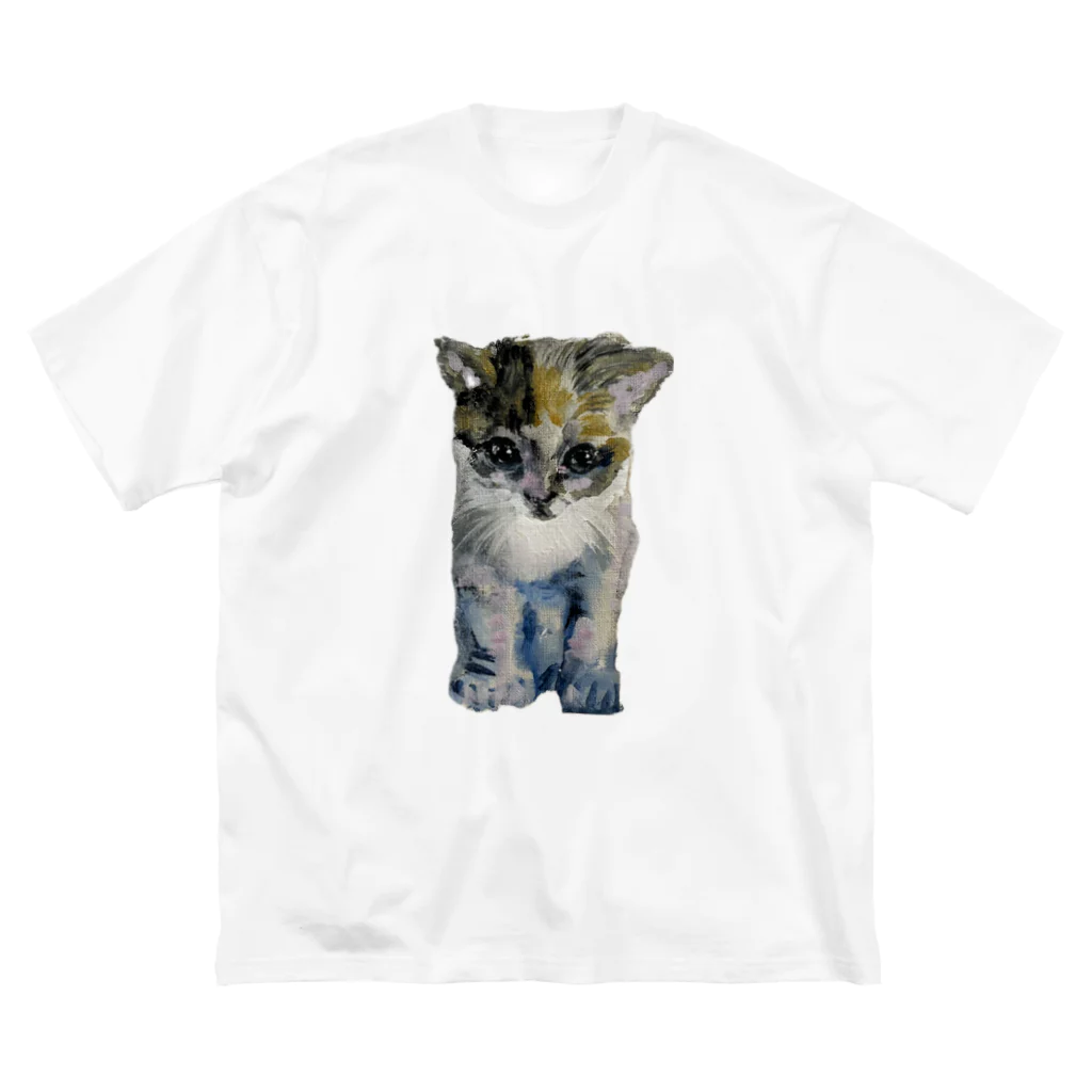 青い猫の真白 ビッグシルエットTシャツ