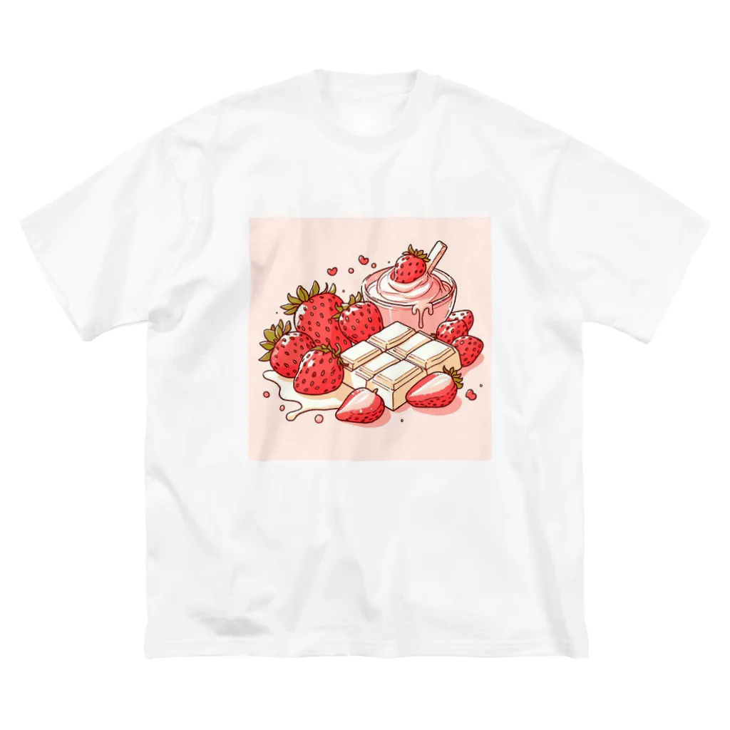 すとろべりぃの苺とピンクとホワイトチョコレートが可愛い3 ビッグシルエットTシャツ