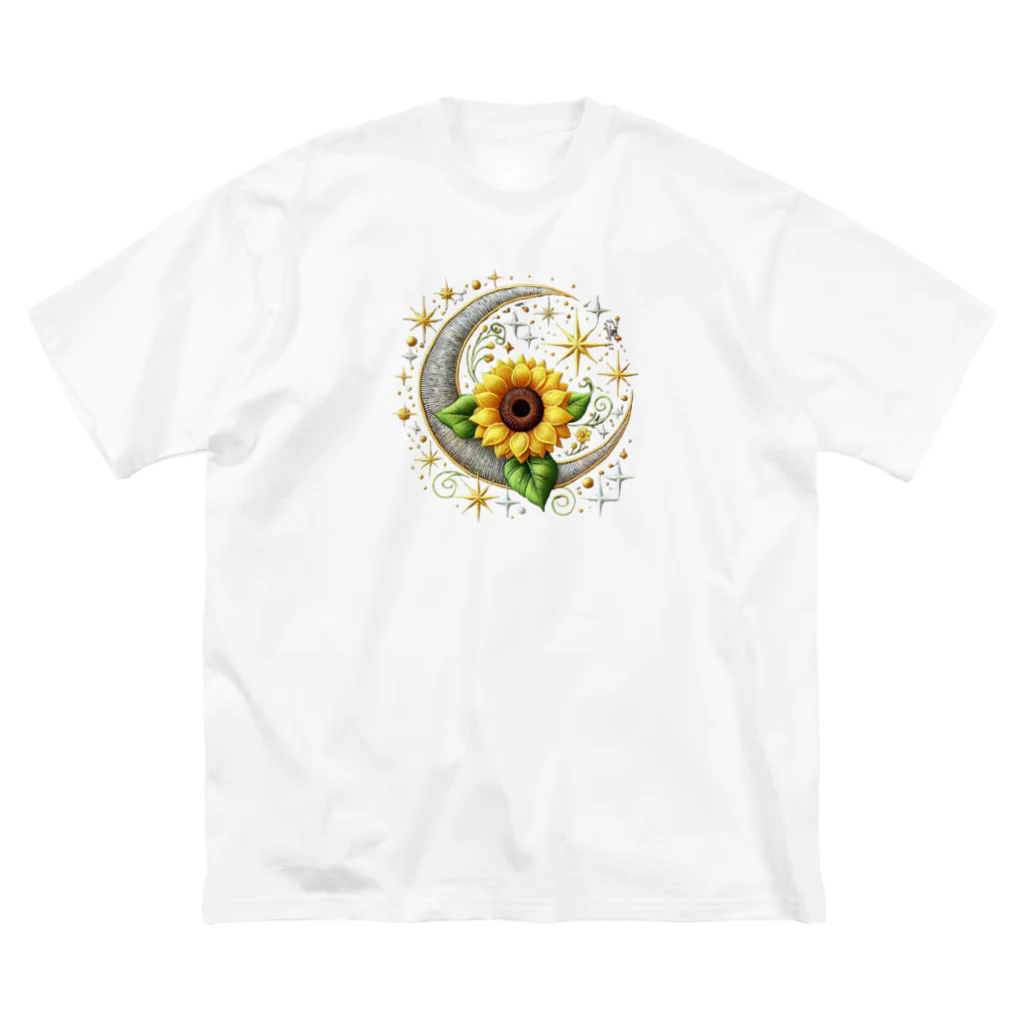 STARLOVE358のひまわりと三日月 ビッグシルエットTシャツ