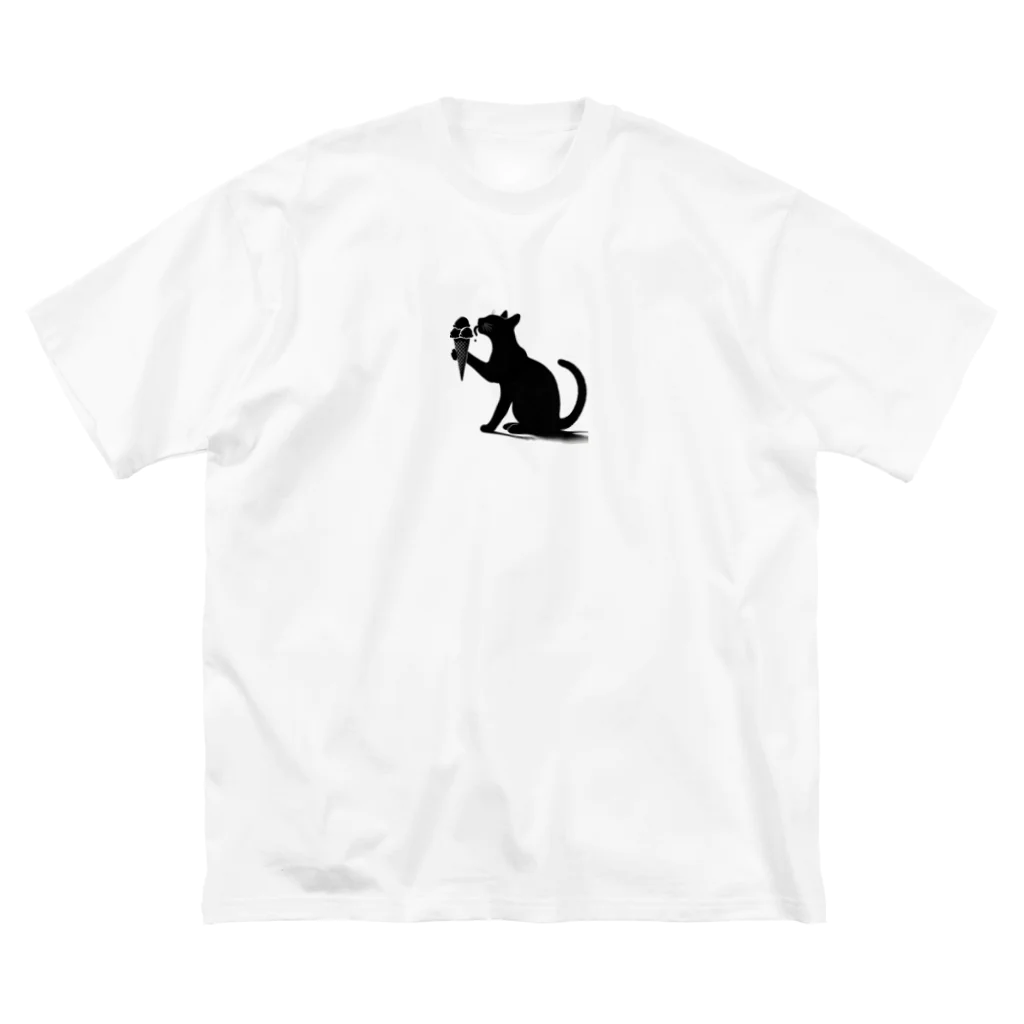 YPO_industryのアイスを舐める猫 ビッグシルエットTシャツ