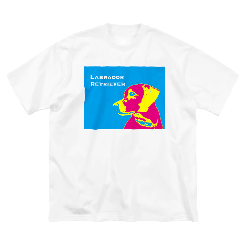 HanaTorantaのラブラドール　抽象化ピンク×ブルー Big T-Shirt