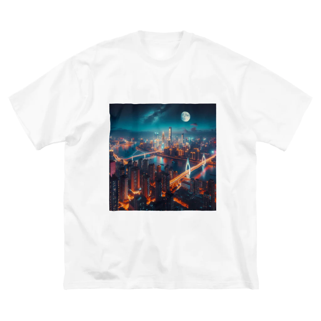 Teesignsの月夜に輝く未来都市 Big T-Shirt