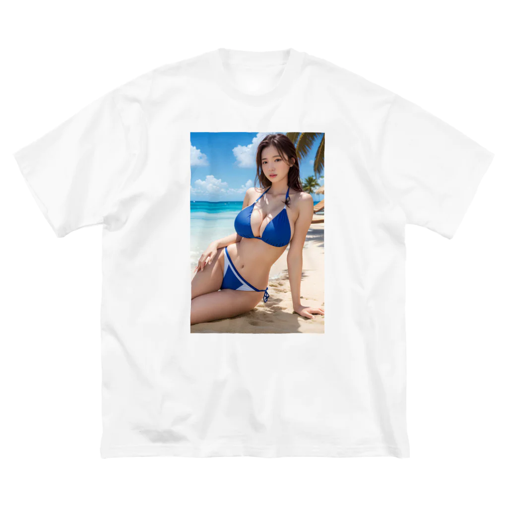 レールファン&スピリチュアルアイテムショップのＡＩ美女と海へ ビッグシルエットTシャツ