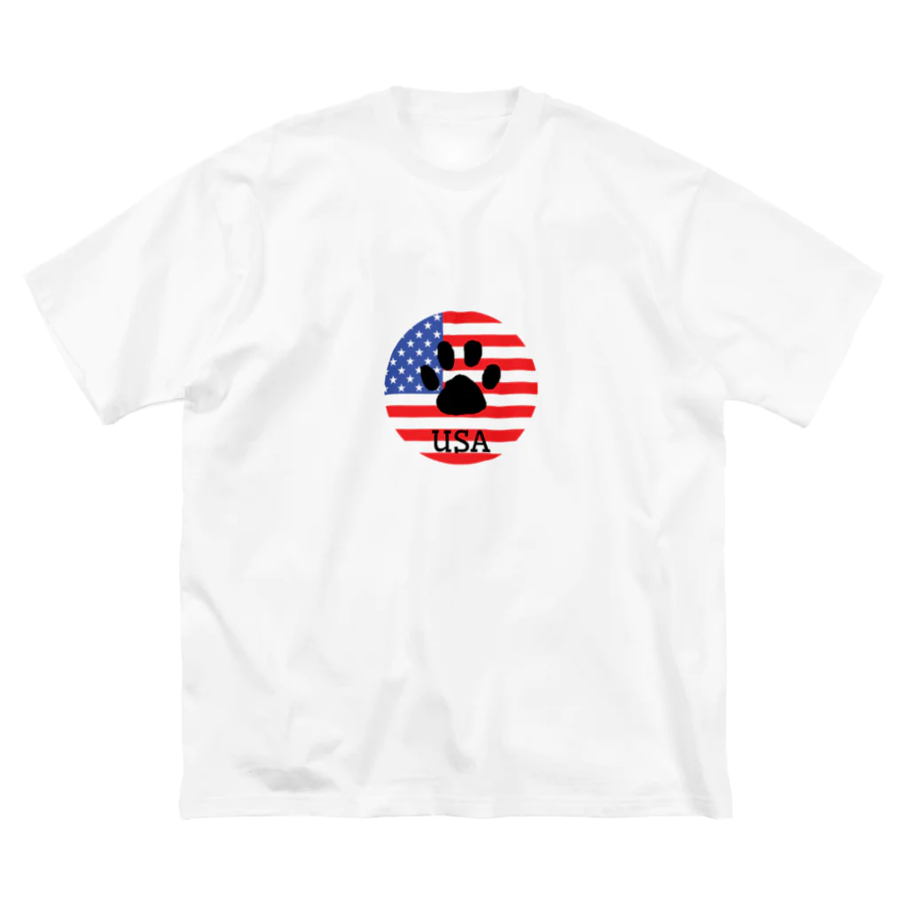 Maru printのUSA/Dog paw ビッグシルエットTシャツ