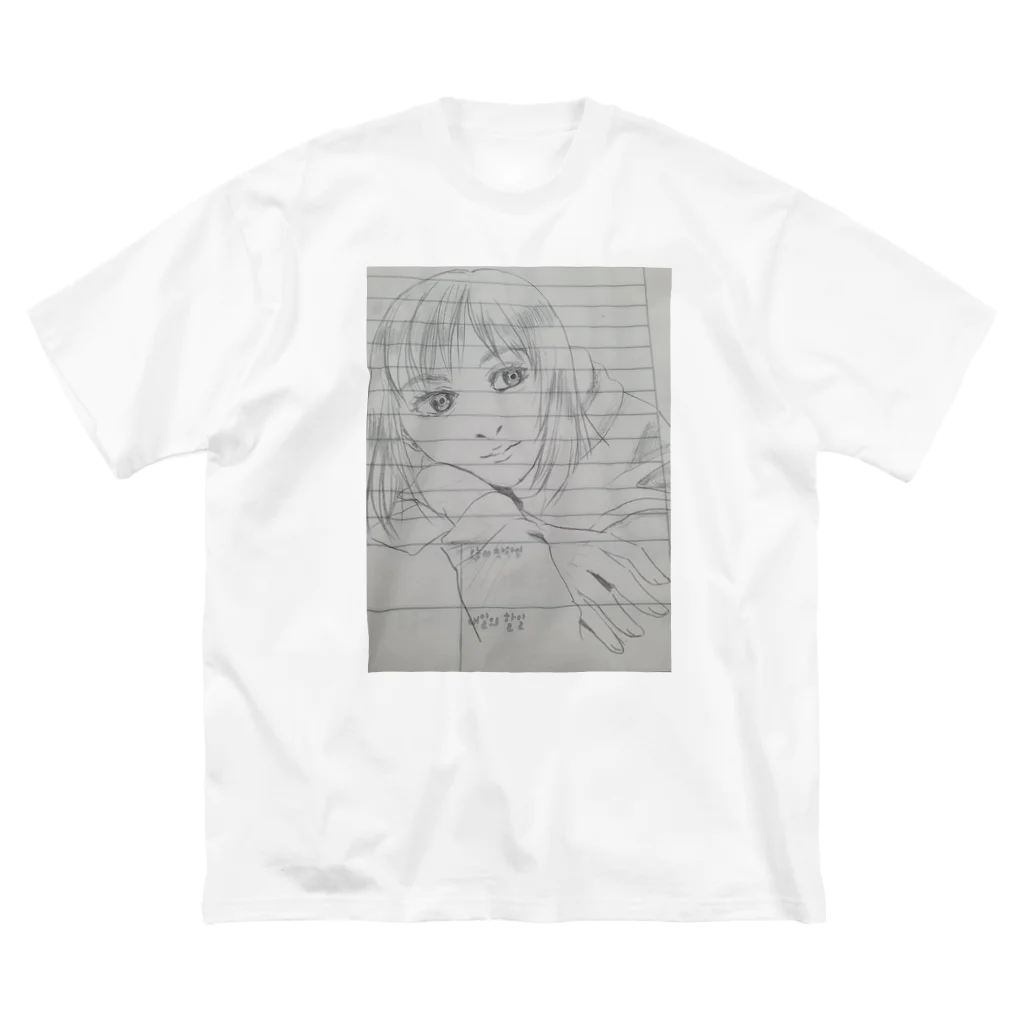 孝_Kouの手書き 女の子 ビッグシルエットTシャツ