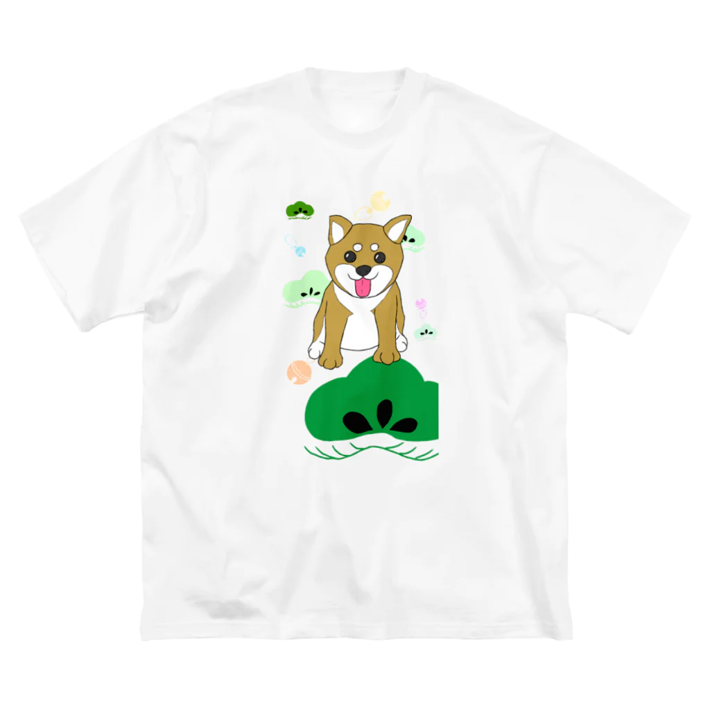 Lily bird（リリーバード）のにこにこ柴犬 和柄背景① ビッグシルエットTシャツ