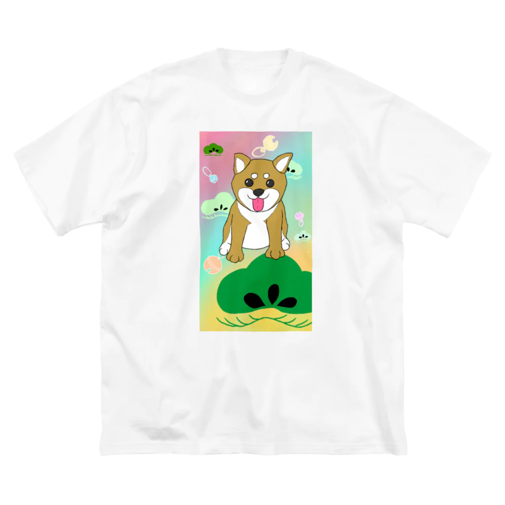 Lily bird（リリーバード）のにこにこ柴犬 和柄② ビッグシルエットTシャツ