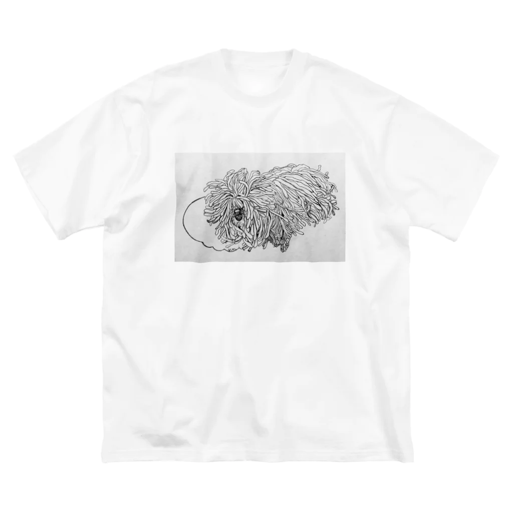 光平洋子のかしこいプーリー犬が転がる。 puli illustration  ビッグシルエットTシャツ