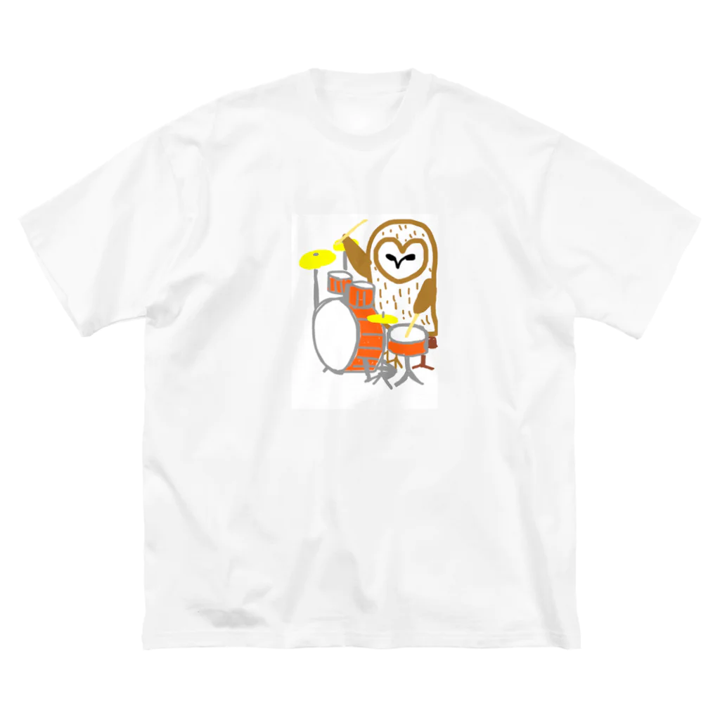 音楽といきもののメンフクロウとドラム ビッグシルエットTシャツ