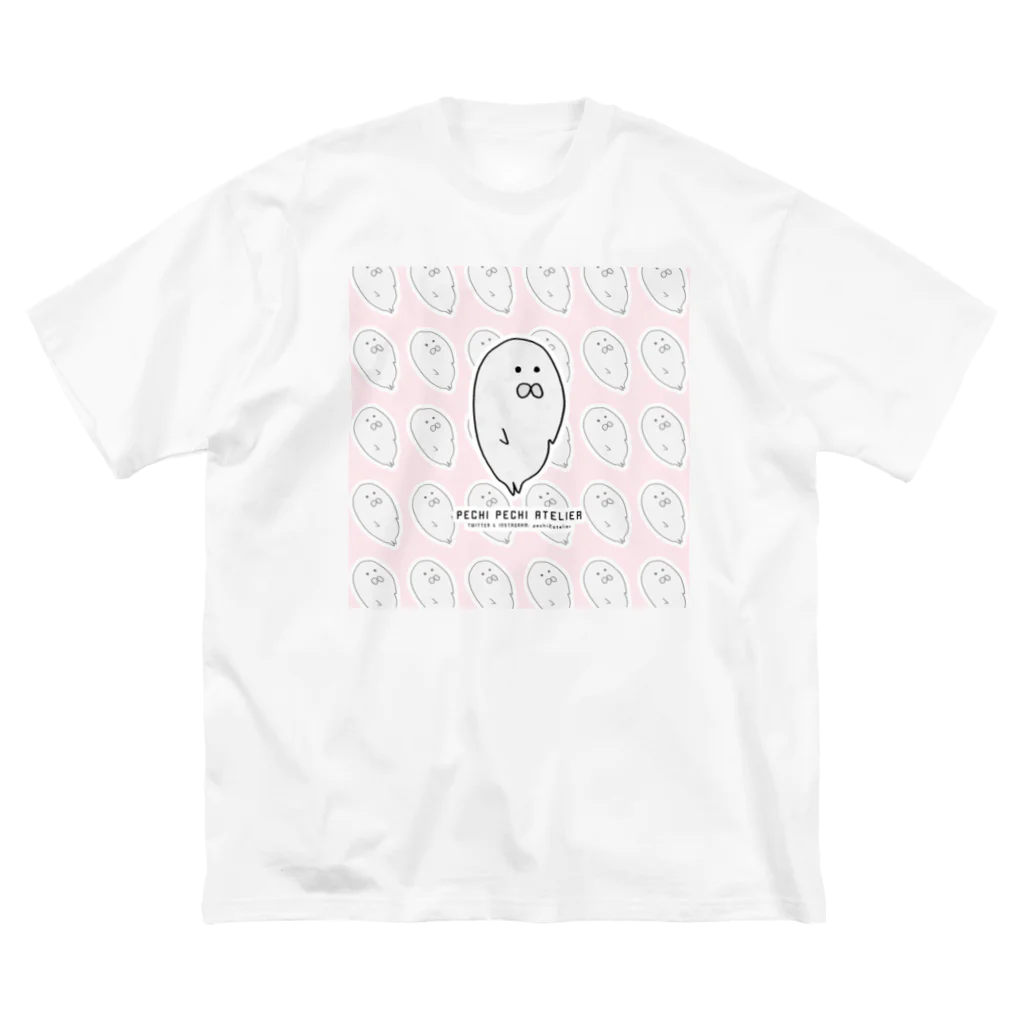 ぺちぺち工房 Pechi Pechi Atelierのあざらしがいっぱい (ピンクver.) ビッグシルエットTシャツ