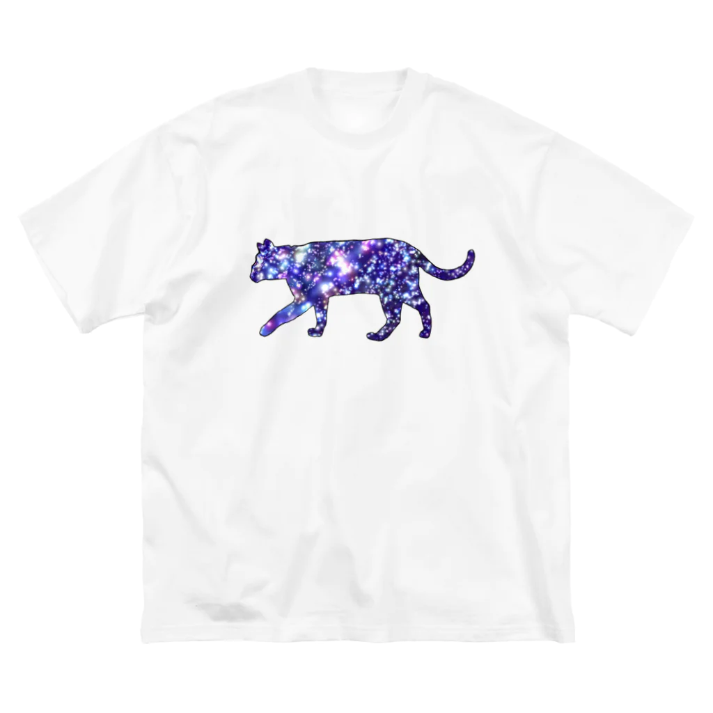 姫ONE工房の猫シルエット（ギャラクシー柄①） Big T-Shirt