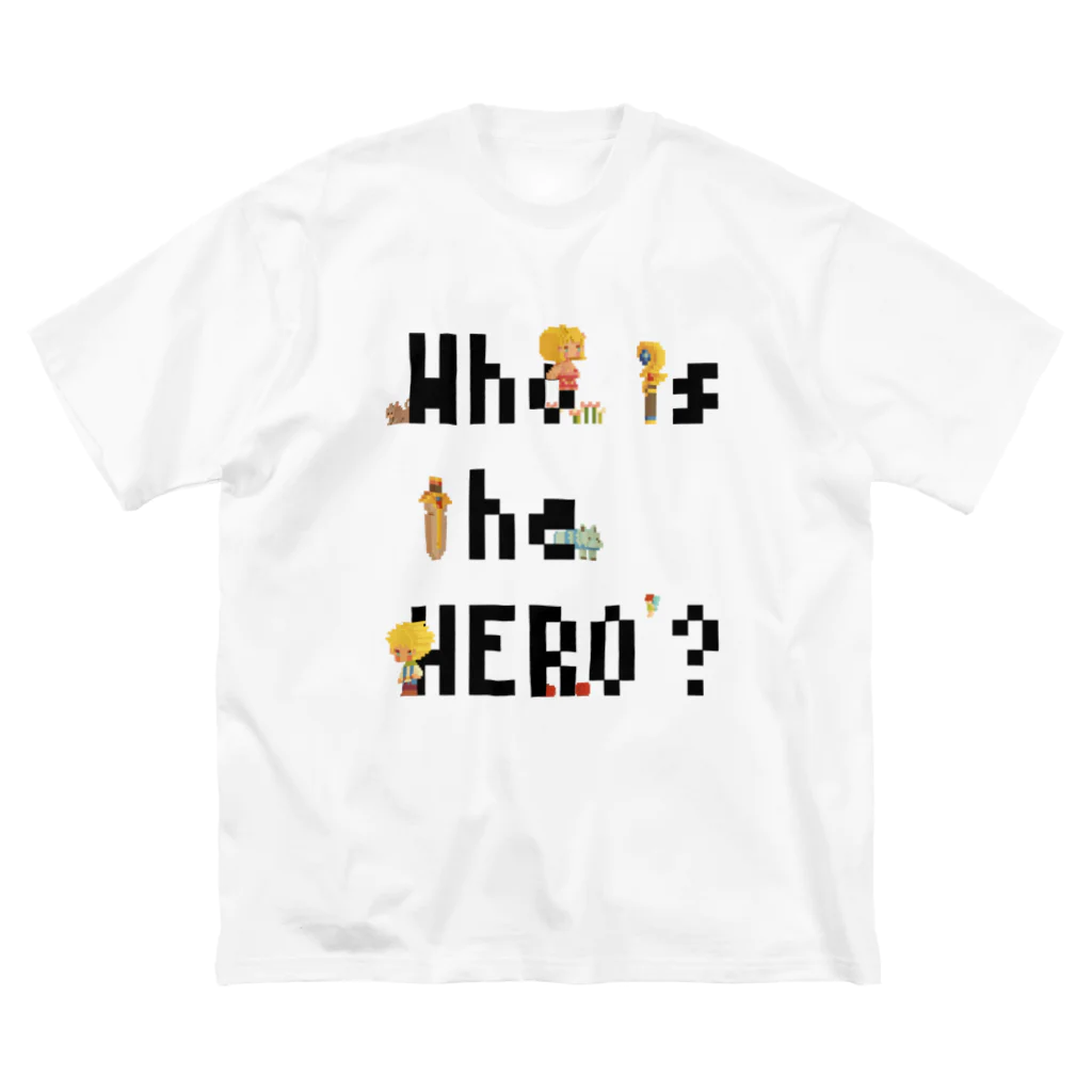 Who is the HERO? みやげもの屋のピクセルもじ と ボクセルきょうだい（黒文字） Big T-Shirt