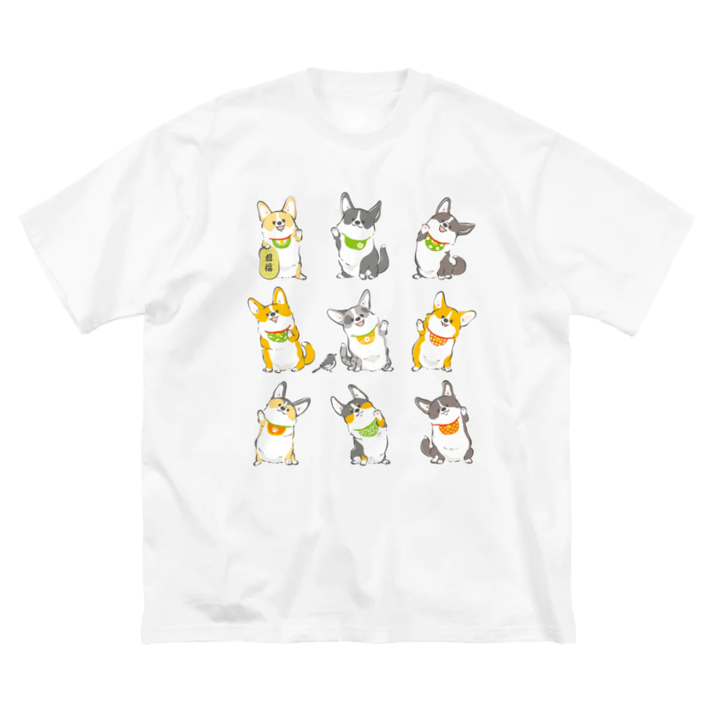 サカモトリエ/イラストレーターの招きコーギー ビッグシルエットTシャツ