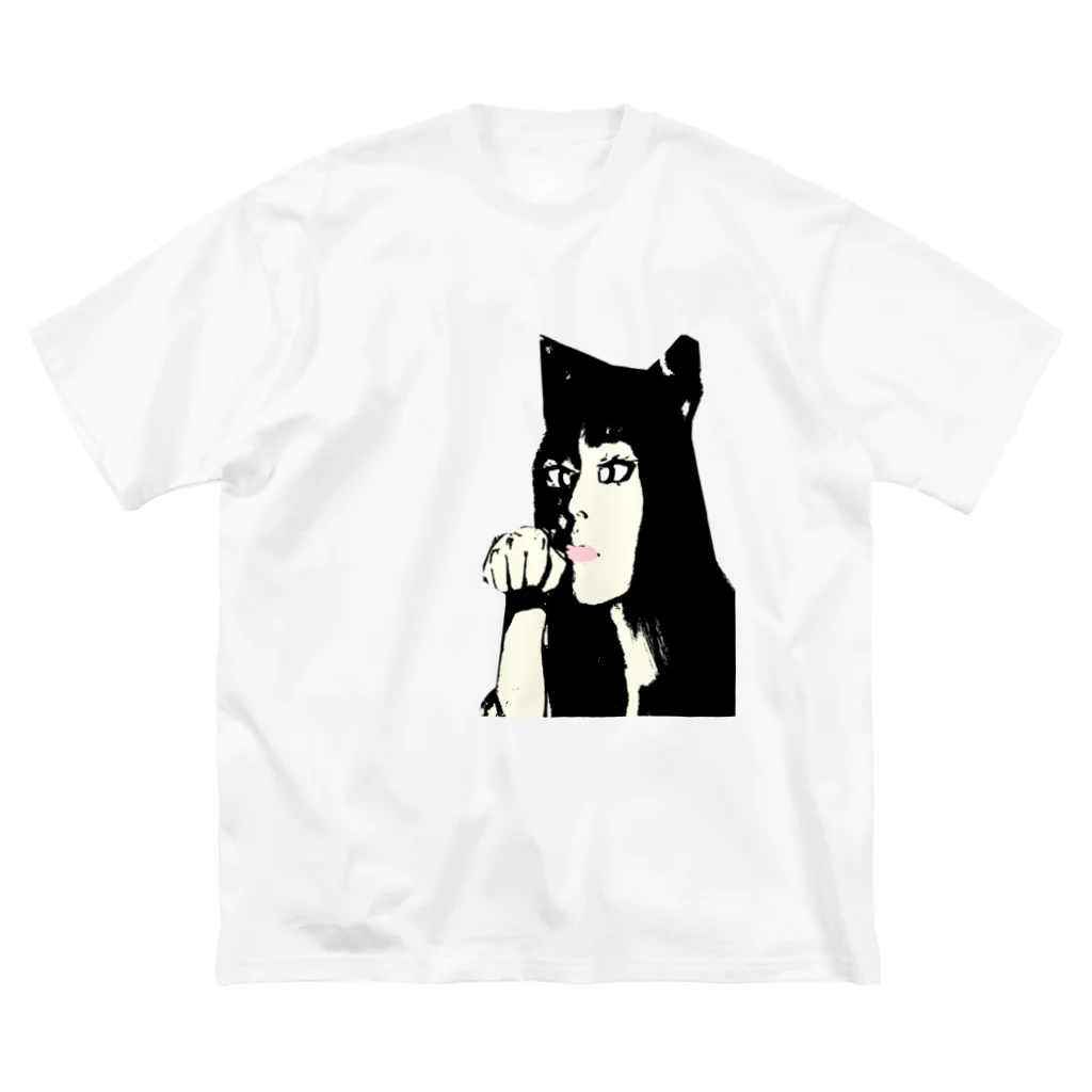 Danke Shoot Coffeeの猫被りの女性 ビッグシルエットTシャツ