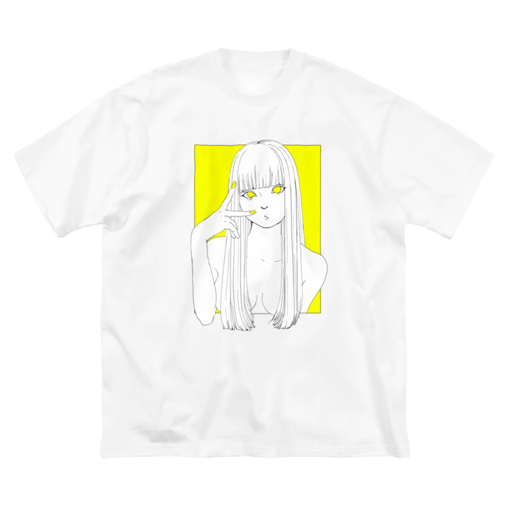 🥺👉🏻👈🏻🍬のピースは永遠のトレンド(イエロー) ビッグシルエットTシャツ