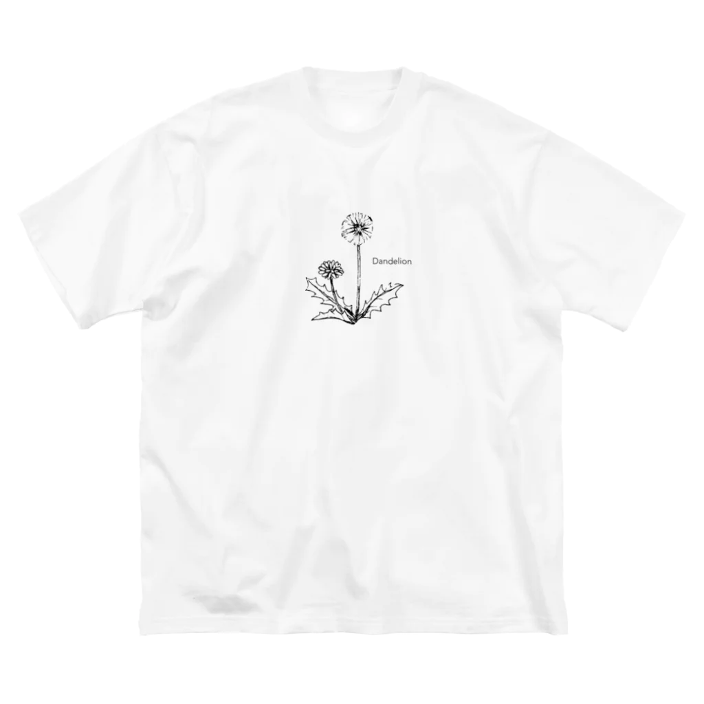 LePuyのモノクロ〝たんぽぽ〟イラスト ビッグシルエットTシャツ