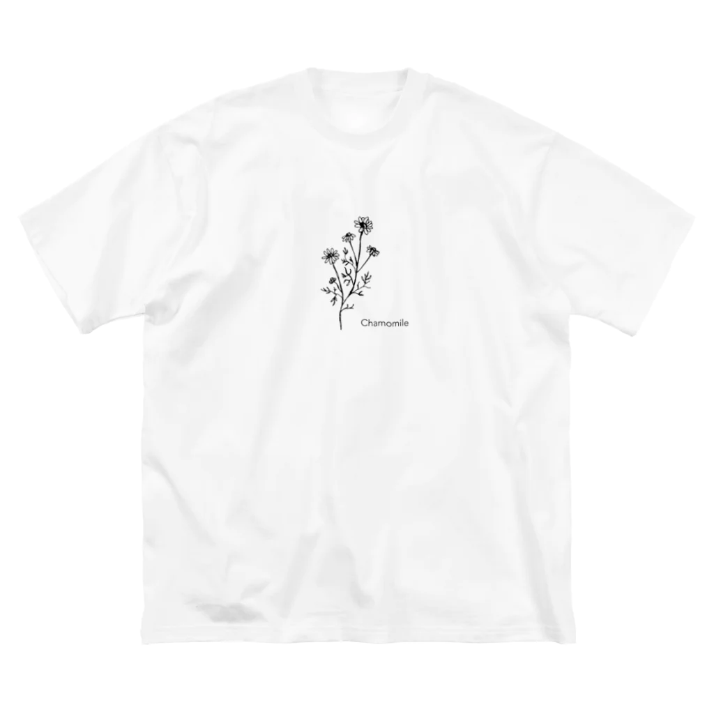 LePuyのモノクロ〝カモミール〟イラスト ビッグシルエットTシャツ