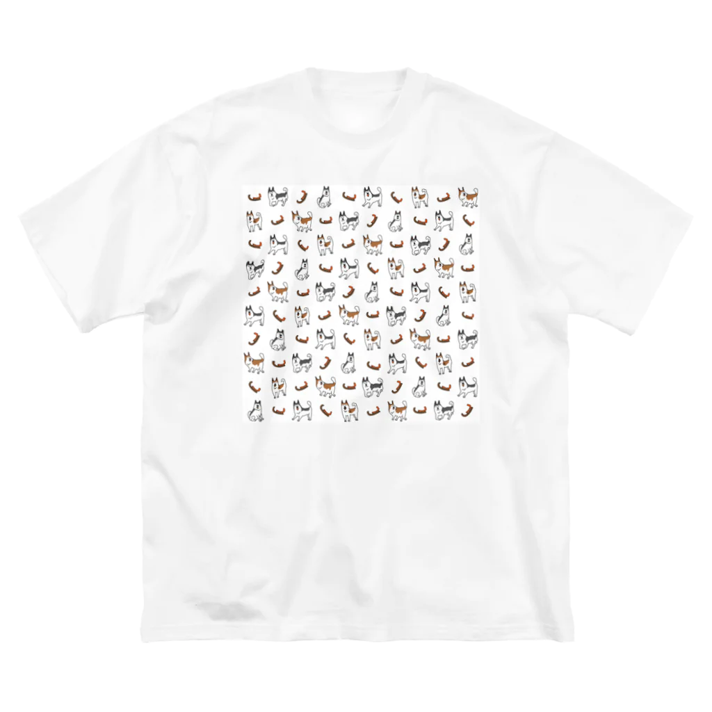ゆるいイラストのアイテム - イラストレーターハセガワのシベリアンハスキーとソリのゆるいイラスト Big T-Shirt