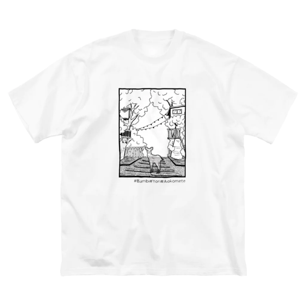 sea_roomのこちらをみつめる半透明のシカ ビッグシルエットTシャツ