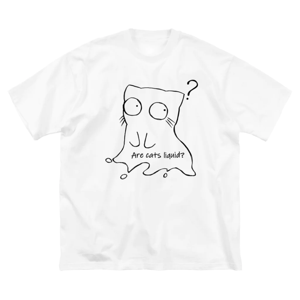 B6_6bitのLiquid Cat(黒) ビッグシルエットTシャツ