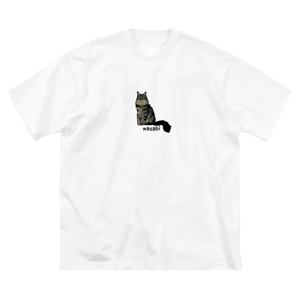 大変かわいらしい猫のグッズ屋さんのwasabi　イラスト ビッグシルエットTシャツ