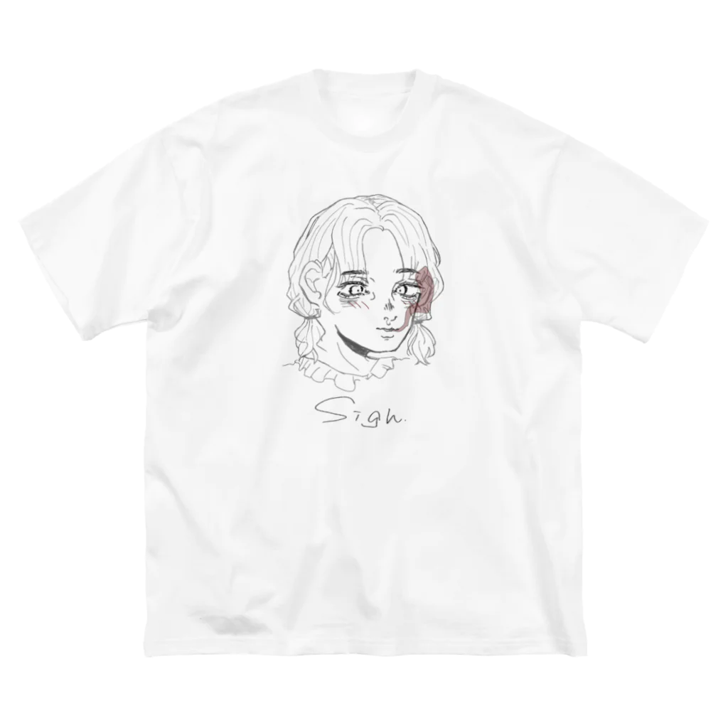 こじまたろうのsmoking girl(モノクロ) ビッグシルエットTシャツ