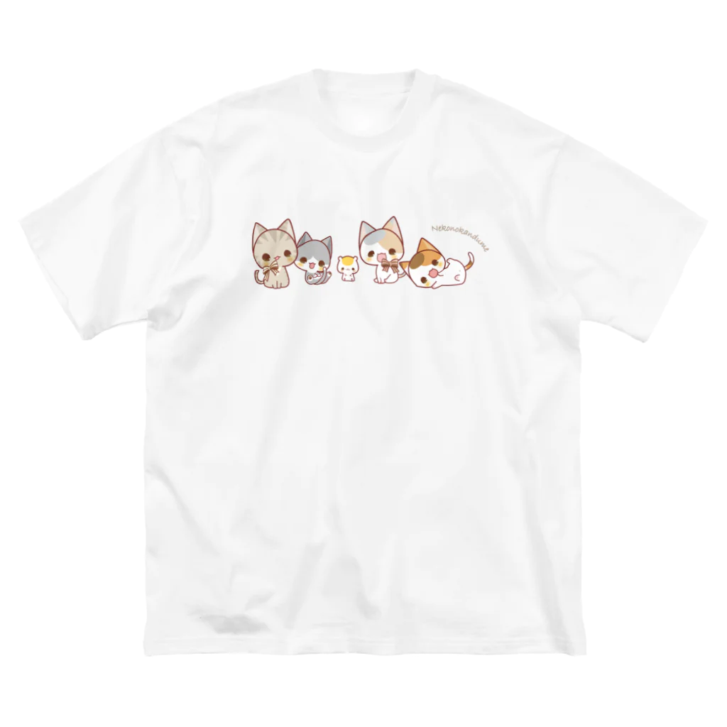 aska/ねこのかんづめのにゃんこ横並び ビッグシルエットTシャツ