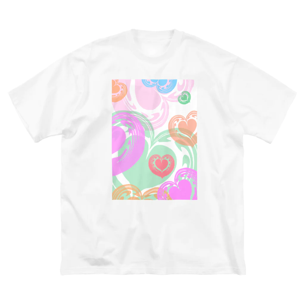 Prism coffee beanの【ラテアート】カラフルハート ビッグシルエットTシャツ