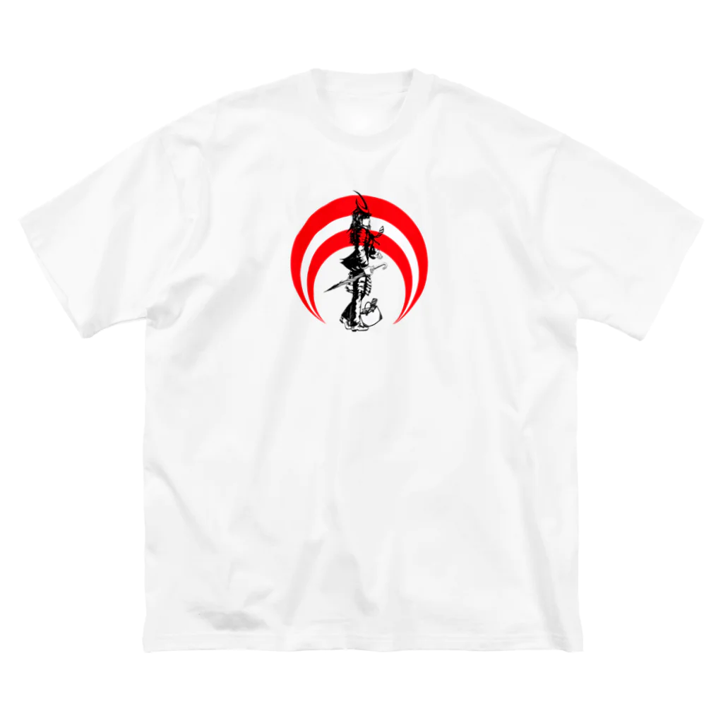 切り絵ariの侍-RED ビッグシルエットTシャツ