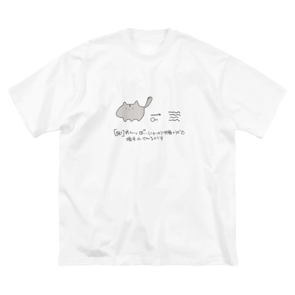 りしのみせ。の[図1]わんっぽいにゃーが共通鍵で暗号化されるようす ビッグシルエットTシャツ