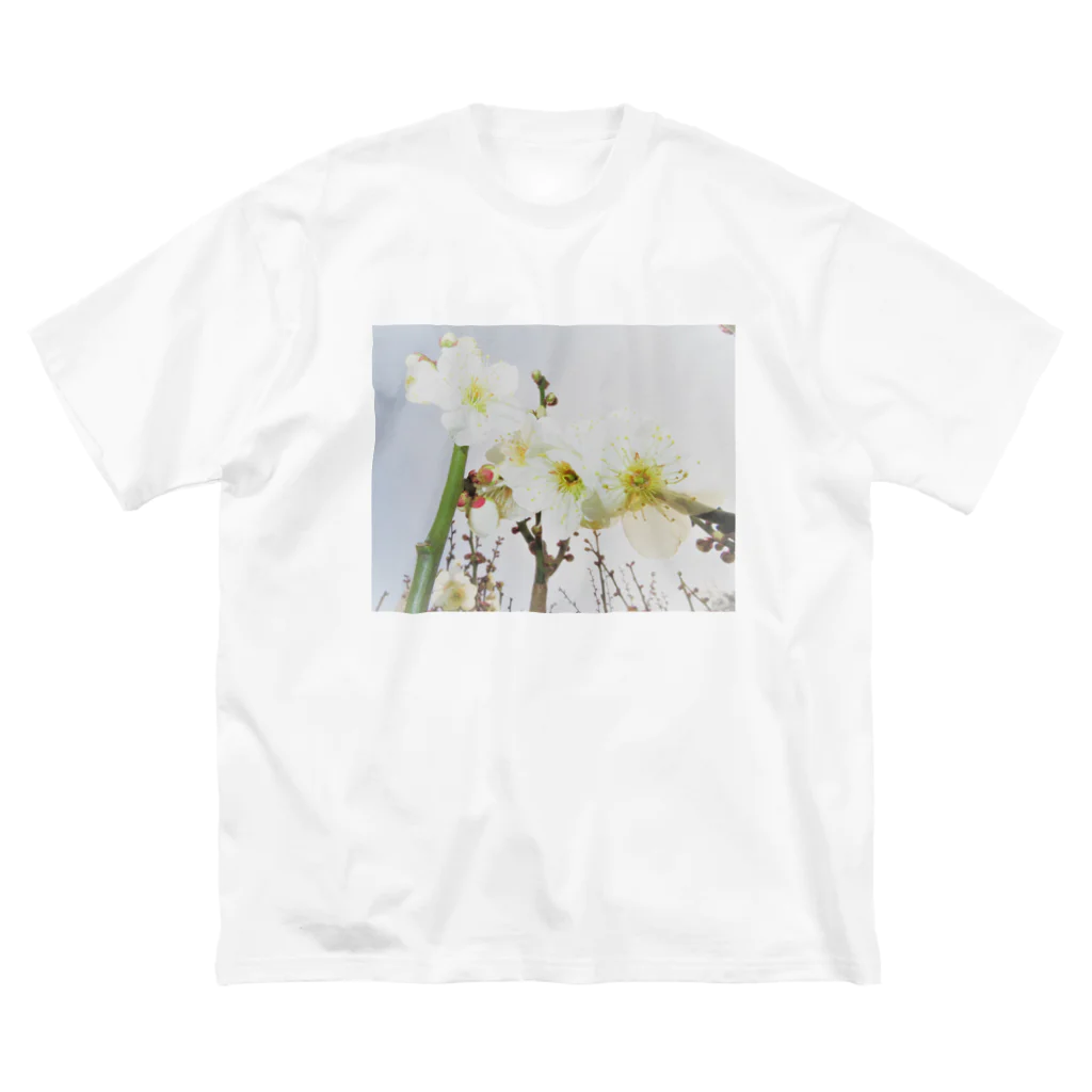 happypappyloveのTOKIMEKIFLOWER白梅花 ビッグシルエットTシャツ