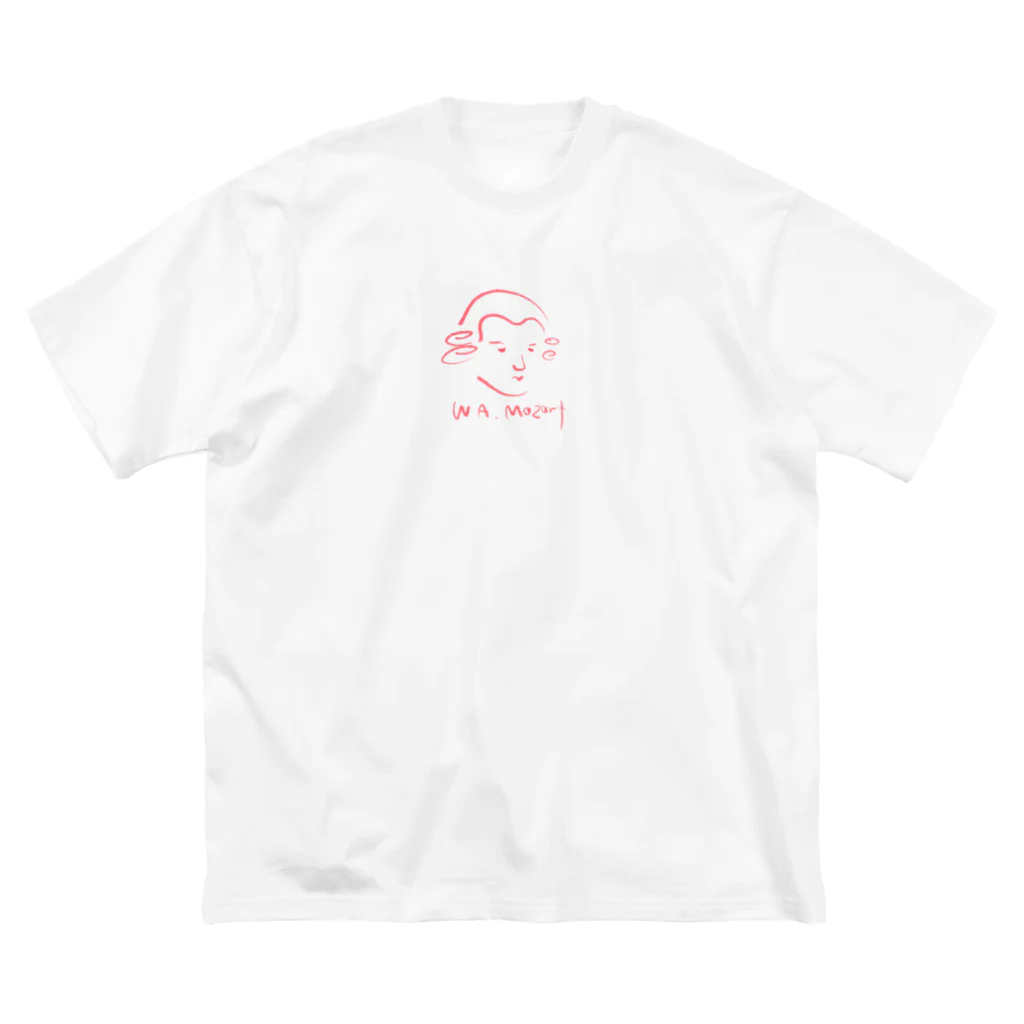 OSHIYOMANのモーツァルト　赤　Mozart ビッグシルエットTシャツ