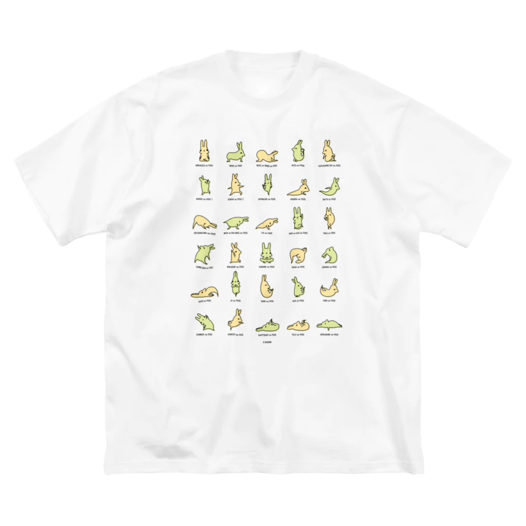 IKASUMIgoodsのヨガをするウサ（黄色/黄緑） ビッグシルエットTシャツ