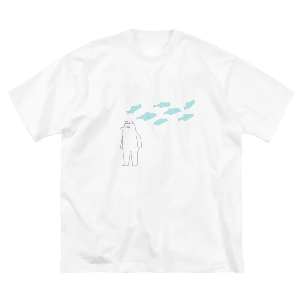 たかやまおかきのシロクマと魚影 ビッグシルエットTシャツ