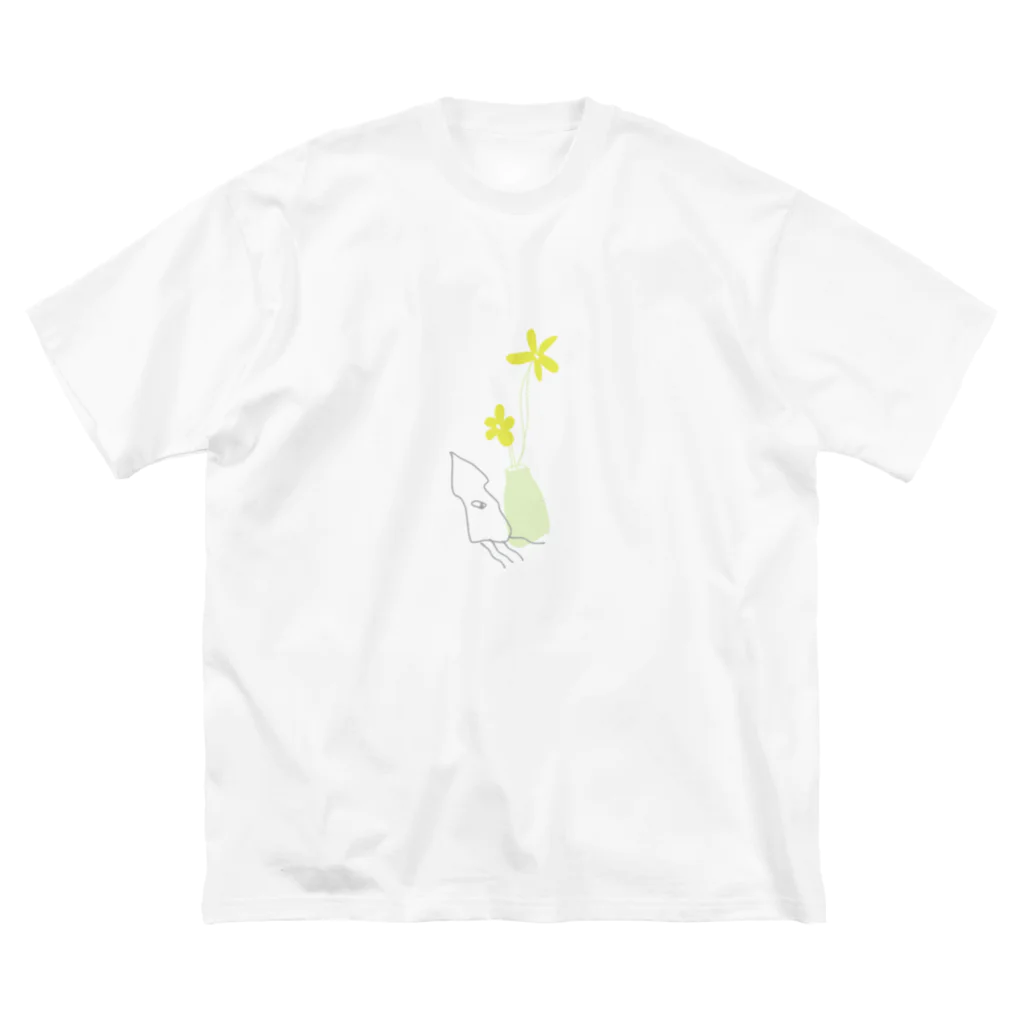 たかやまおかきのアオリイカと花 ビッグシルエットTシャツ
