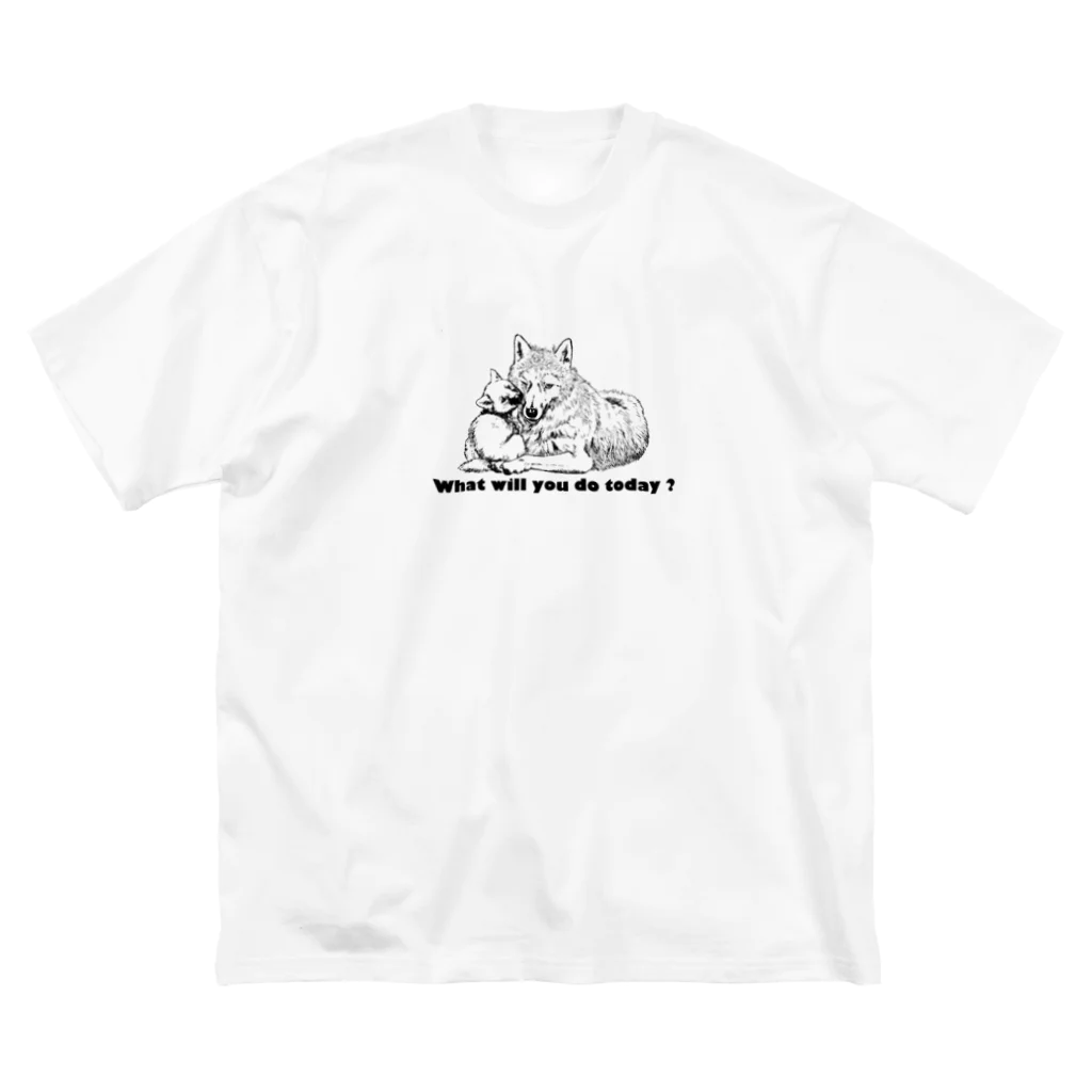 CHISAのオオカミ親子 ビッグシルエットTシャツ