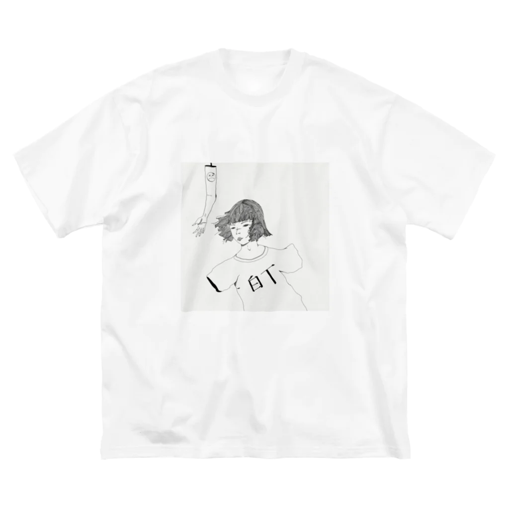 unvisible3Manの白T子 Big T-Shirt