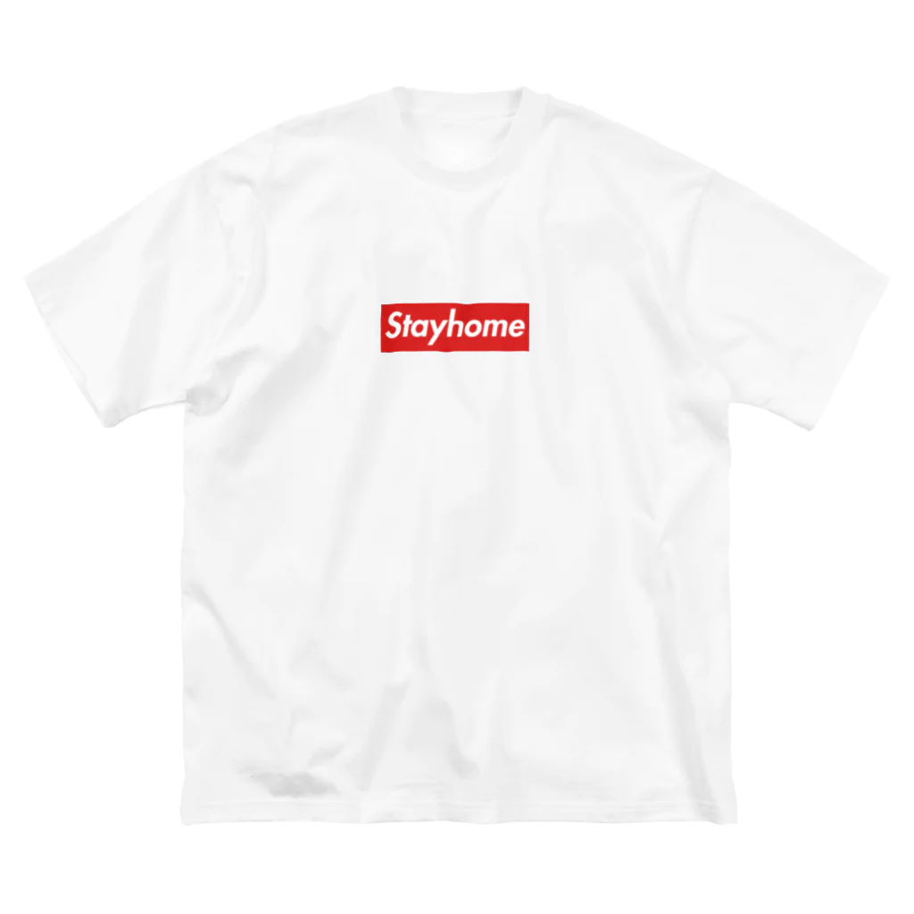 ほのぼの屋のStayhome・赤 ビッグシルエットTシャツ