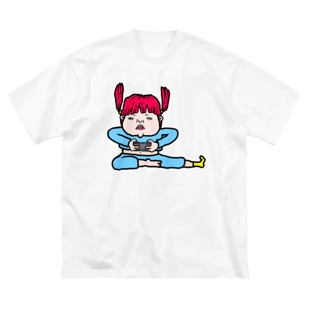 ぐるぐるおすしの外出自粛ゲーム熱中少女 ビッグシルエットTシャツ