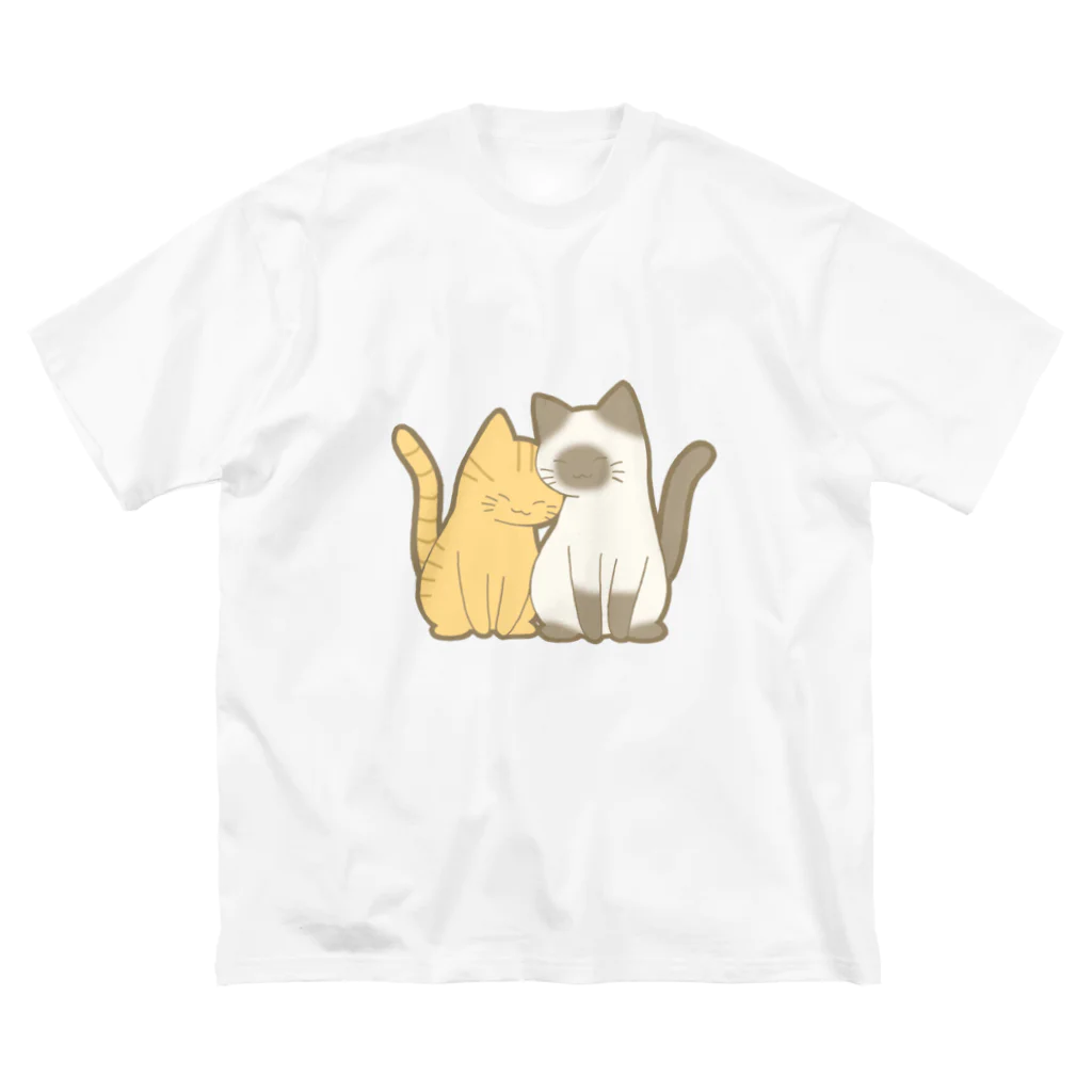 かわいいもののおみせ　いそぎんちゃくの表裏印刷　仲良し猫　茶トラ&ポインテッド Big T-Shirt