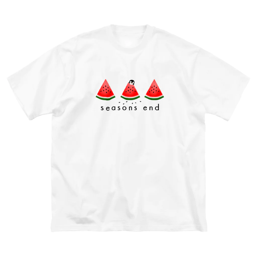 tamachiおりじなる。のseasons end スイカ (白) ビッグシルエットTシャツ